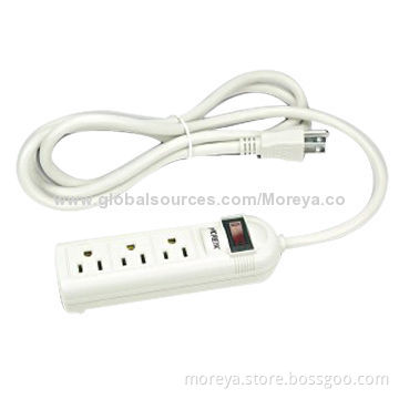 Power Strip of American Standard, with 3 Socket Outlets, PC + ABS Plastic, Extension CordNew